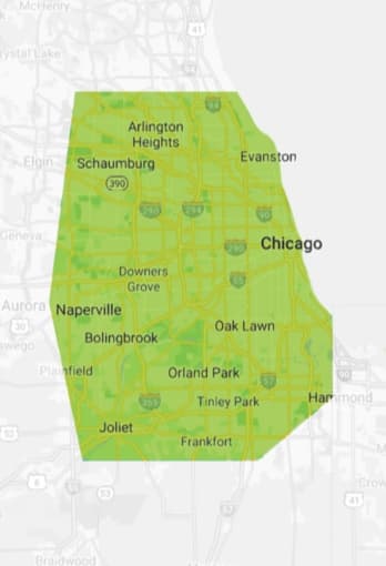 painters service area map